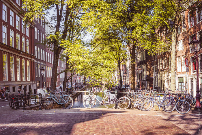summer in Amsterdam, Amsterdam canals in summer, Amsterdam bicycles canal bridge, sunny day Amsterdam canal, Amsterdam cityscape summer, Dutch canal houses summer, Amsterdam travel photography, Amsterdam street and canal scene, Netherlands summer city vie