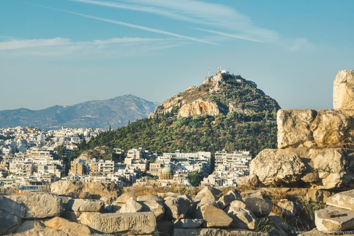 Mount Lycabettus in Athens, Mount Lycabettus Athens, Lycabettus Hill Athens, Lycabettus Hill view, Athens city view, Athens cityscape, Athens landscape photography, Athens photography, Athens Greece photography, Athens wall art, Athens art print, Athens f