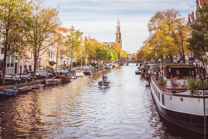 canals of Amsterdam in autumn, Amsterdam autumn canals, Amsterdam fall photography, Amsterdam canal houses autumn, autumn in Amsterdam Netherlands, Westerkerk Amsterdam autumn, Amsterdam cityscape fall, colorful trees Amsterdam canals, Amsterdam fine art 