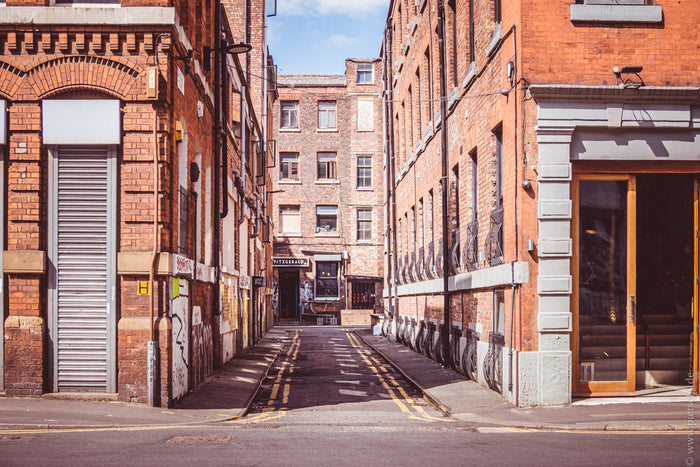 Newton Street Manchester, Northern Quarter Manchester architecture, Manchester brick buildings street, historic streets Manchester UK, Manchester urban photography, Northern Quarter Manchester street scene, Manchester industrial architecture, Manchester c