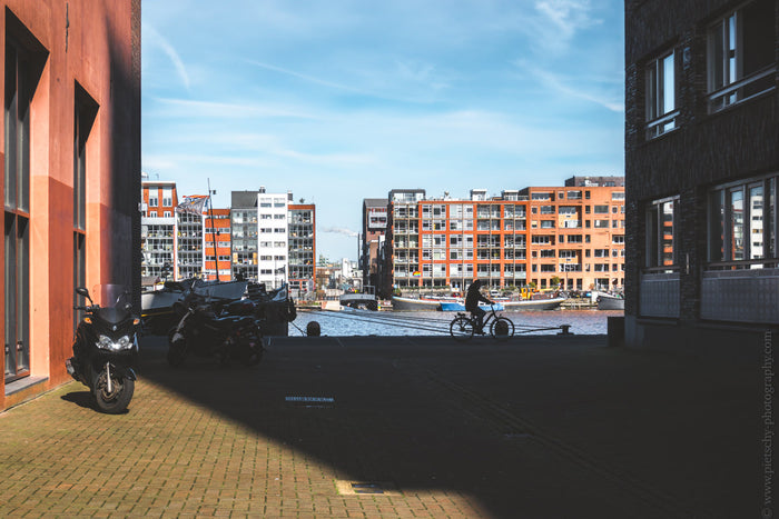 Amsterdam IJhaven, waterfront architecture Amsterdam, Stefanie Pietschmann Photographer, modern cityscape Amsterdam, Pietschy Photography, contemporary architecture photography, maritime heritage Amsterdam, urban fine art print, sustainable wall art, stor