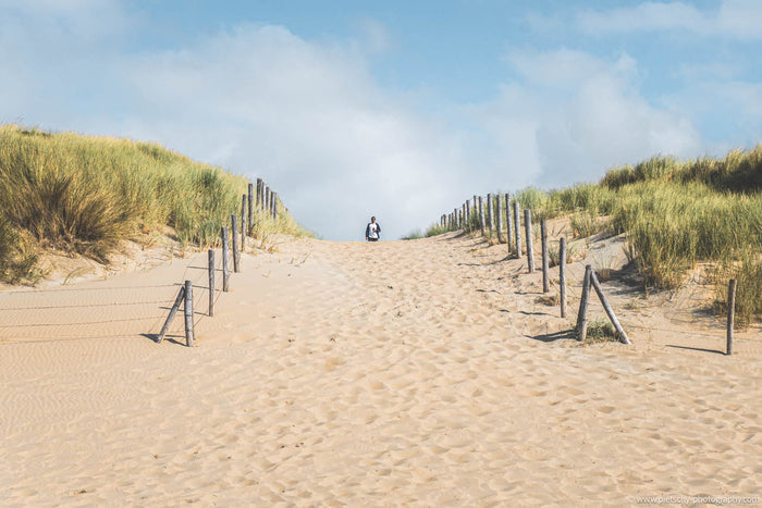 Beach in Zandvoort, Dutch coastal dunes photography, Stefanie Pietschmann Photographer, quiet bravery seaside walk, Pietschy Photography, Zandvoort beach landscape, solitude by the sea, minimalist nature scene, sustainable wall art, storytelling photograp