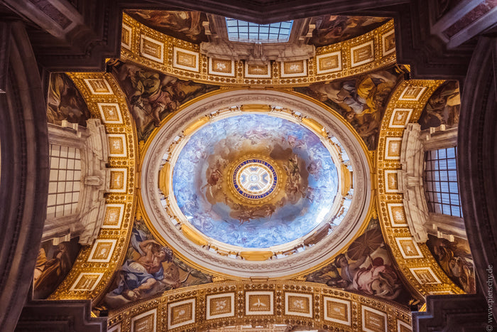 St. Peter’s Basilica ceiling at Vatican, Vatican ceiling photography, Stefanie Pietschmann Photographer, St. Peter’s Basilica interior, Pietschy Photography, Vatican architecture details, ornate church ceiling art, Rome religious architecture, baroque cei