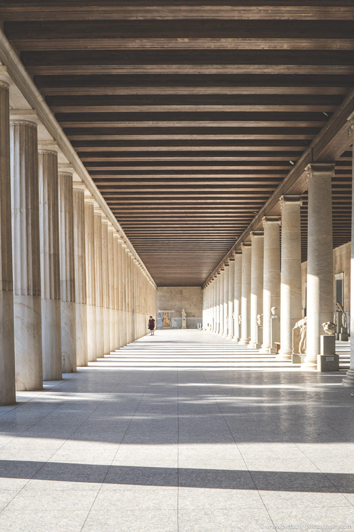 Stoa of Attalos in Athens, Stoa of Attalos, Ancient Agora Athens, Ancient Agora of Athens, ancient Greek architecture, Athens historical sites, classical architecture Athens, Greek columns Athens, ancient Athens photography, Athens architecture photograph