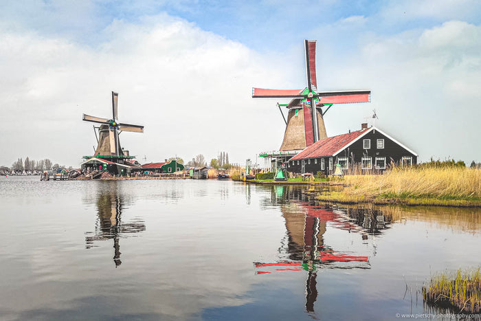 Zaanse Schans windmills, windmills at Zaanse Schans Netherlands, Zaanse Schans village windmills, Dutch windmills Zaanse Schans, traditional windmills Netherlands, historic windmills Holland, Zaanse Schans landscape photography, Dutch countryside windmill
