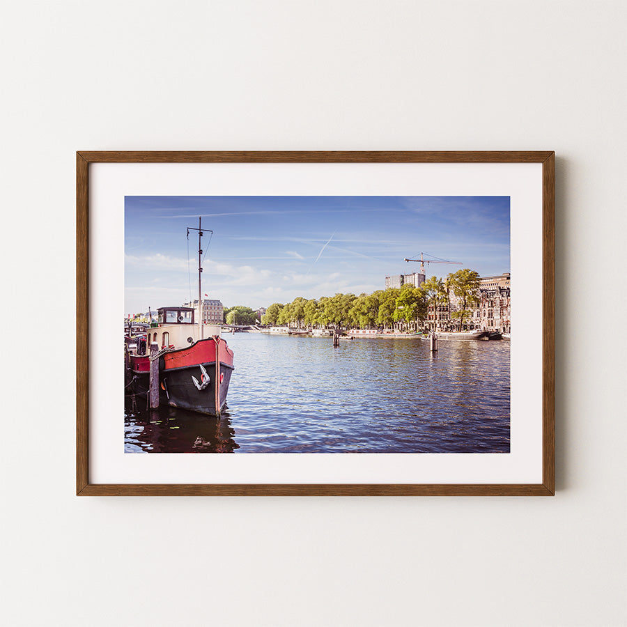 Amsterdam wall art, Amstel River poster, Amsterdam fine art print, canal boat photo, Dutch architecture print, Netherlands wall decor, cityscape photography, Amsterdam poster, Amsterdam art print, urban landscape wall art