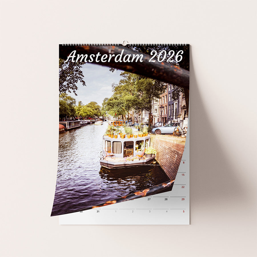 Amsterdam wall calendar, 2026 calendar, Dutch birthday calendar, Amsterdam gifts, Netherlands calendar, A4 wall calendar, calendar wall decor, Amsterdam photography, seasonal Amsterdam, wall calendar decor