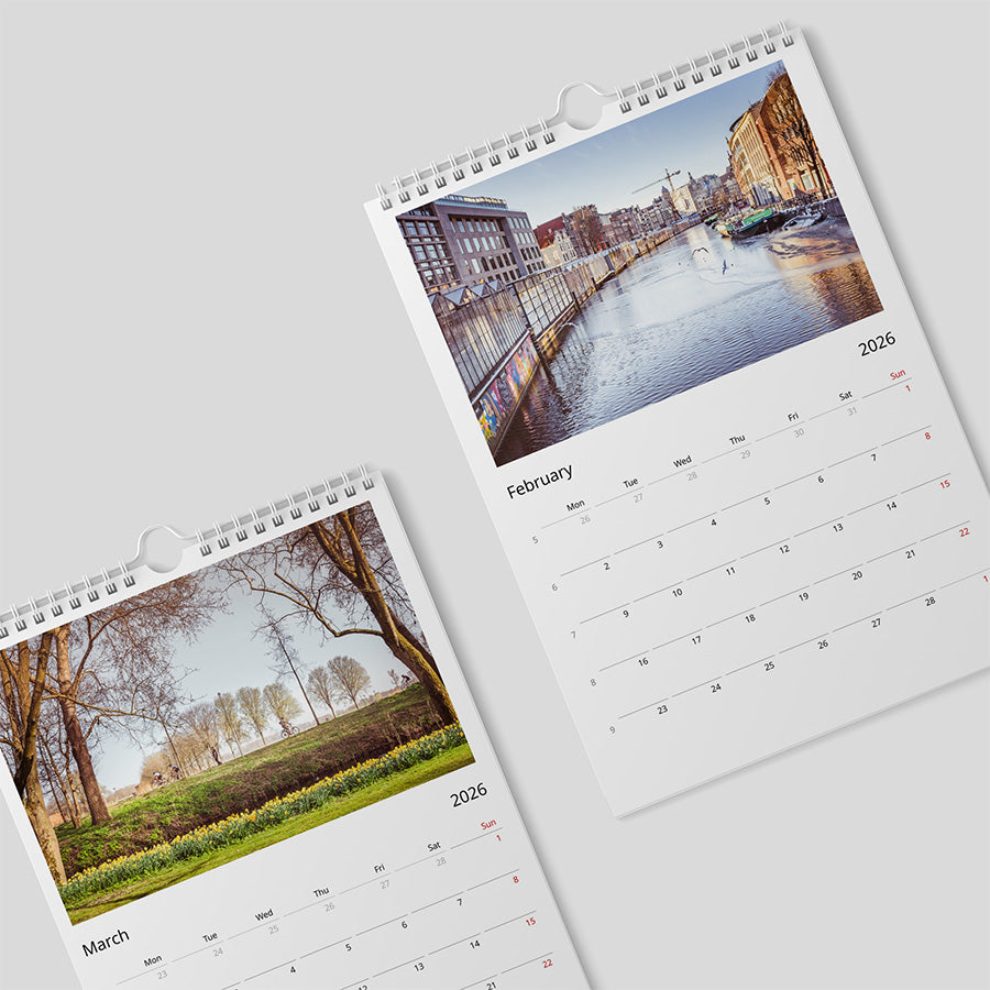 Amsterdam wall calendar, 2026 calendar, Dutch birthday calendar, Amsterdam gifts, Netherlands calendar, A4 wall calendar, calendar wall decor, Amsterdam photography, seasonal Amsterdam, wall calendar decor
