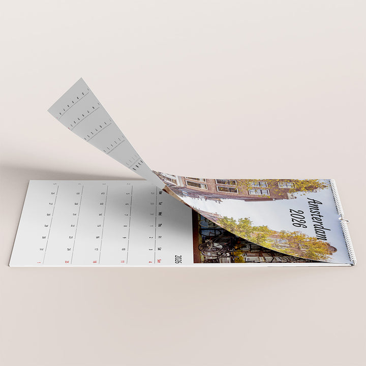 Amsterdam wall calendar, Netherlands calendar, birthday calendar, 2026 planner, Dutch print, Amsterdam print, fine art print, wall calendar decor, seasonal Amsterdam, Amsterdam photography