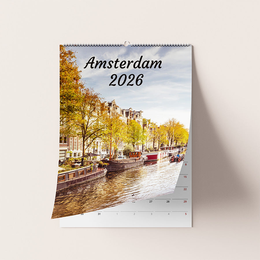 Amsterdam wall calendar, Netherlands calendar, birthday calendar, 2026 planner, wall planner, Amsterdam poster, fine art print, Amsterdam photography, seasonal Amsterdam, Dutch design