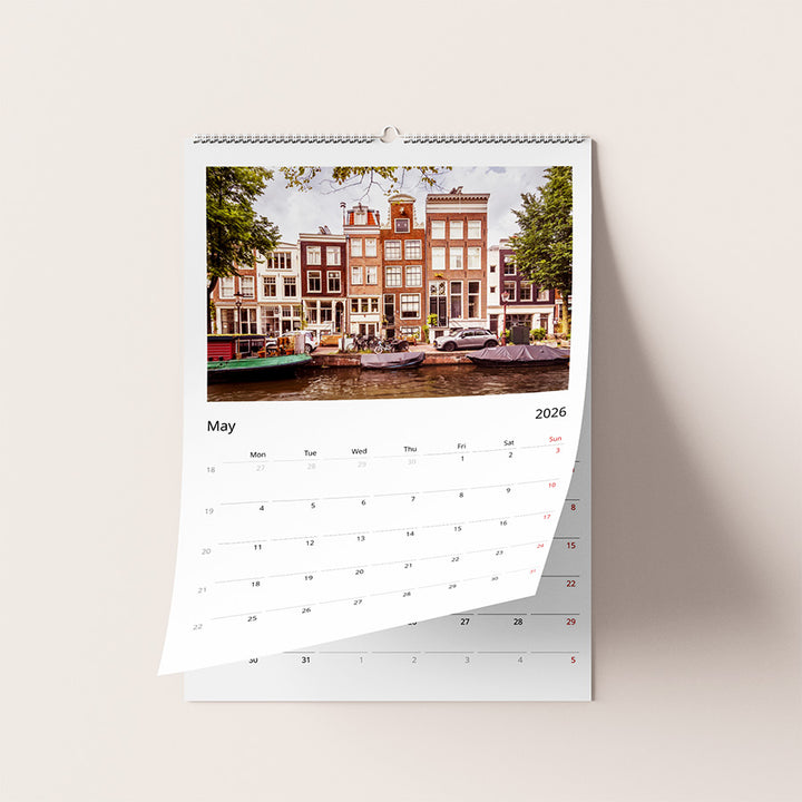 Amsterdam wall calendar, Netherlands calendar, birthday calendar, 2026 planner, wall planner, Amsterdam poster, fine art print, Amsterdam photography, seasonal Amsterdam, Dutch design