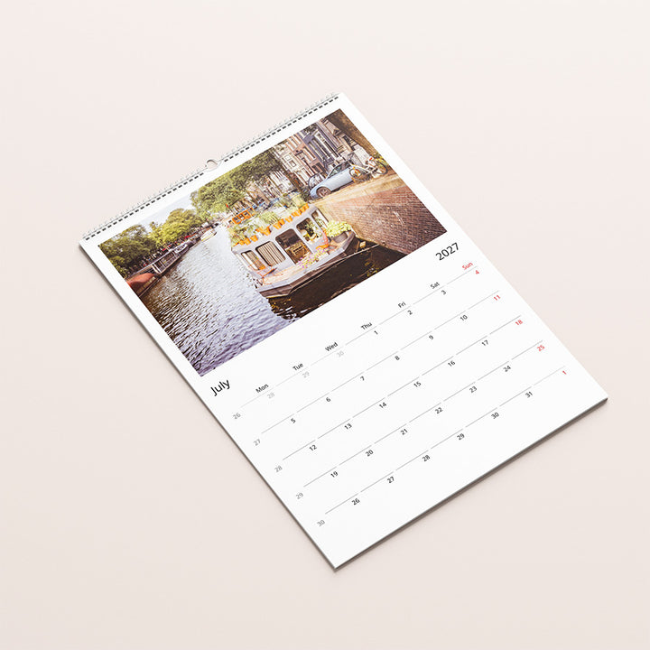 Amsterdam wall calendar, 2027 calendar, Dutch birthday calendar 2027, Amsterdam gifts, Netherlands calendar, A4 wall calendar, calendar wall decor, Amsterdam photography, seasonal Amsterdam, wall calendar decor