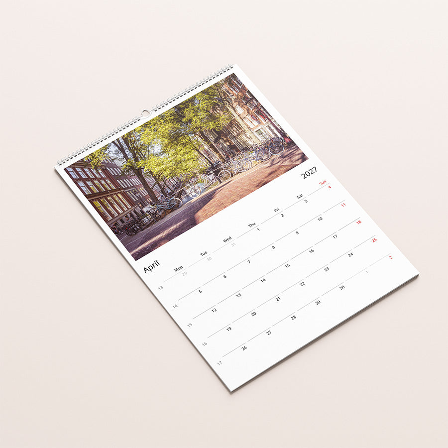 Amsterdam wall calendar 2027, Netherlands calendar 2027, birthday calendar, 2027 planner, Dutch print, Amsterdam print, fine art print, wall calendar decor, seasonal Amsterdam, Amsterdam photography
