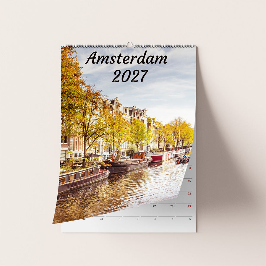 Amsterdam wall calendar 2027, Netherlands calendar 2027, birthday calendar, 2027 planner, wall planner, Amsterdam poster, fine art print, Amsterdam photography, seasonal Amsterdam, Dutch design