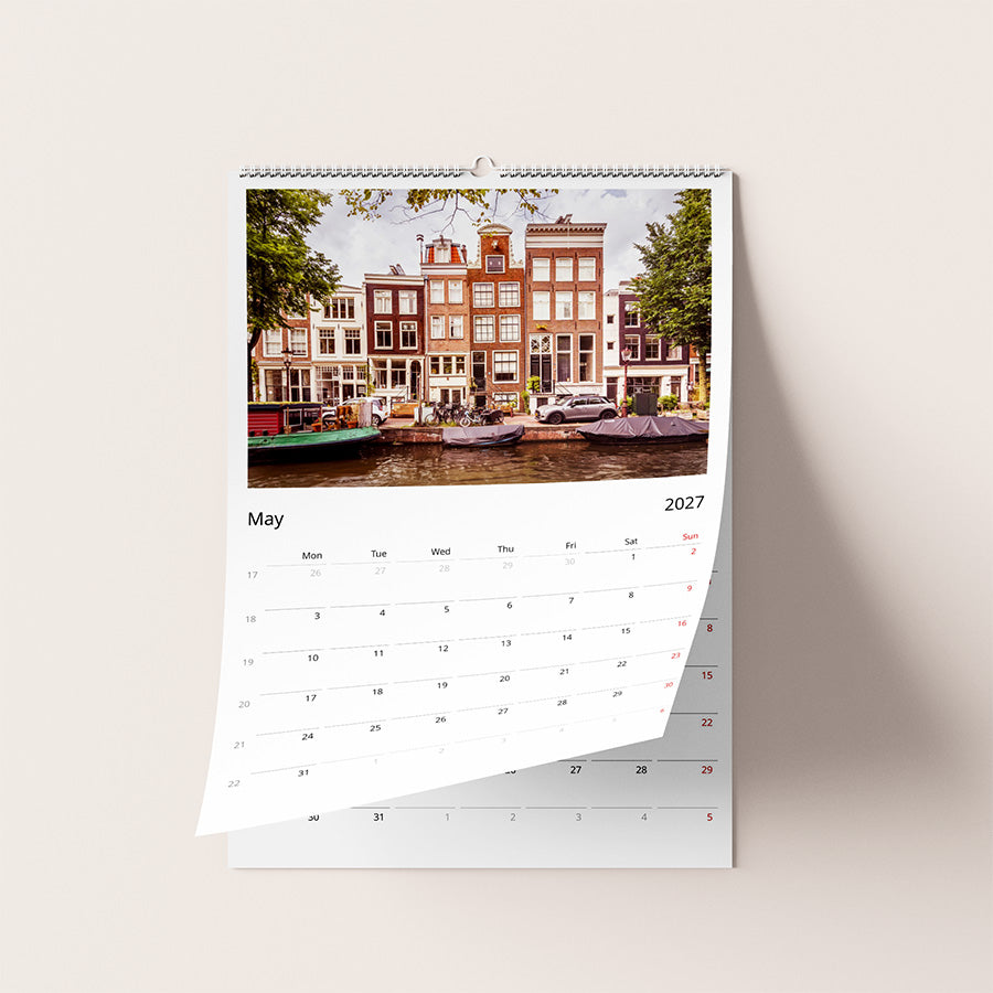 Amsterdam wall calendar 2027, Netherlands calendar 2027, birthday calendar, 2027 planner, wall planner, Amsterdam poster, fine art print, Amsterdam photography, seasonal Amsterdam, Dutch design