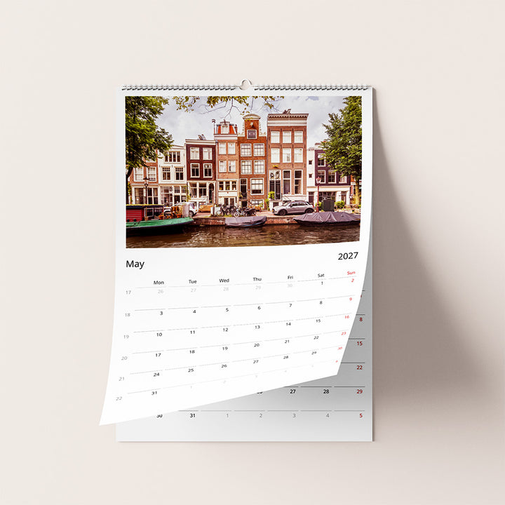 Amsterdam wall calendar 2027, Netherlands calendar 2027, birthday calendar, 2027 planner, wall planner, Amsterdam poster, fine art print, Amsterdam photography, seasonal Amsterdam, Dutch design
