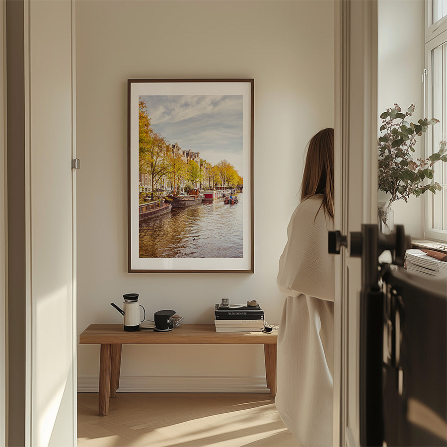 Amsterdam wall art, autumn Amsterdam print, canal photography, Amsterdam fine art print, Amsterdam photo poster, Dutch canal wall art, fall photography print, Amsterdam travel art, Netherlands wall decor, cityscape wall art