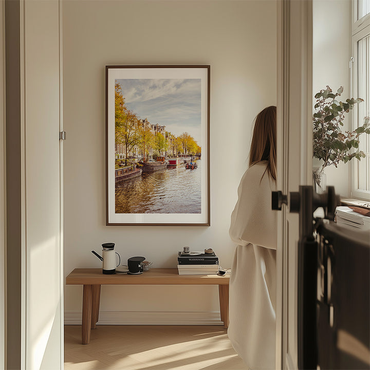 Amsterdam wall art, autumn Amsterdam print, canal photography, Amsterdam fine art print, Amsterdam photo poster, Dutch canal wall art, fall photography print, Amsterdam travel art, Netherlands wall decor, cityscape wall art