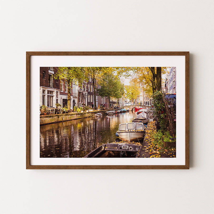 Autumn in Amsterdam wall art, Amsterdam fall canal print, Amsterdam autumn fine art photography, Amsterdam canal wall art, fall in Amsterdam poster, Amsterdam seasonal wall decor, Dutch canal autumn photography, Amsterdam home decor wall art, Netherlands fall cityscape print, fine art photography Amsterdam
