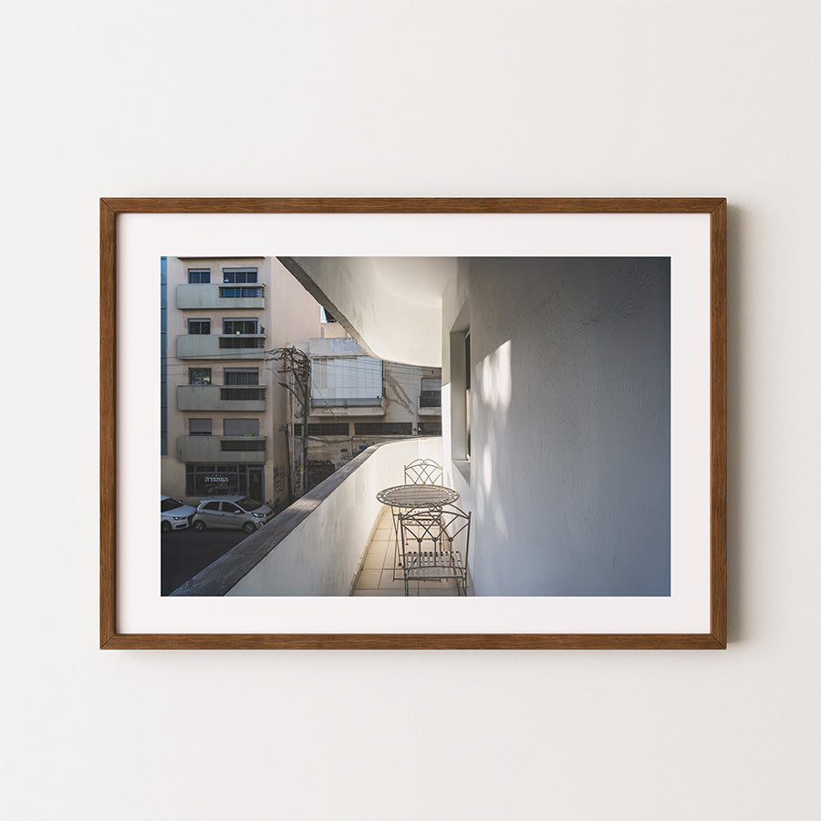 Tel Aviv wall art, Bauhaus poster, Tel Aviv print, Florentine Tel Aviv art, Bauhaus balcony print, modernist architecture wall art, fine art photography, Israel travel poster, Bauhaus design print, minimalist architecture print