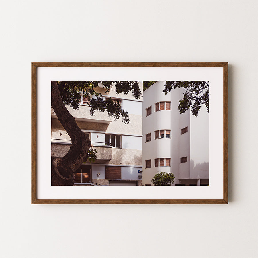 Bauhaus wall art, Tel Aviv architecture print, Rothschild Boulevard photo, White City Tel Aviv, Mediterranean modernism print, minimalist Bauhaus poster, modernist Israel print, Tel Aviv travel photography, Mediterranean architecture art, Bauhaus design photo, fine art wall print