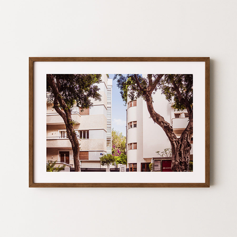 Bauhaus wall art, Tel Aviv poster, Rothschild Boulevard print, Bauhaus architecture photography, Tel Aviv wall art, Israeli art print, fine art photography, modernist wall decor, Bauhaus poster, architectural wall art