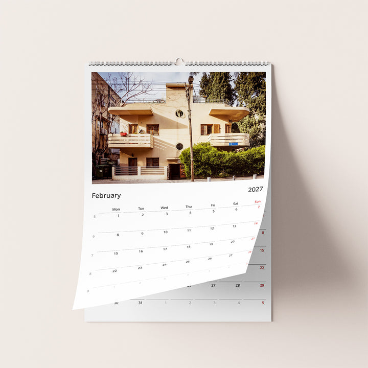 Bauhaus in Tel Aviv, Bauhaus wall calendar 2027, fine art calendar 2027, modern architecture, White City Tel Aviv, fine art photography calendar.