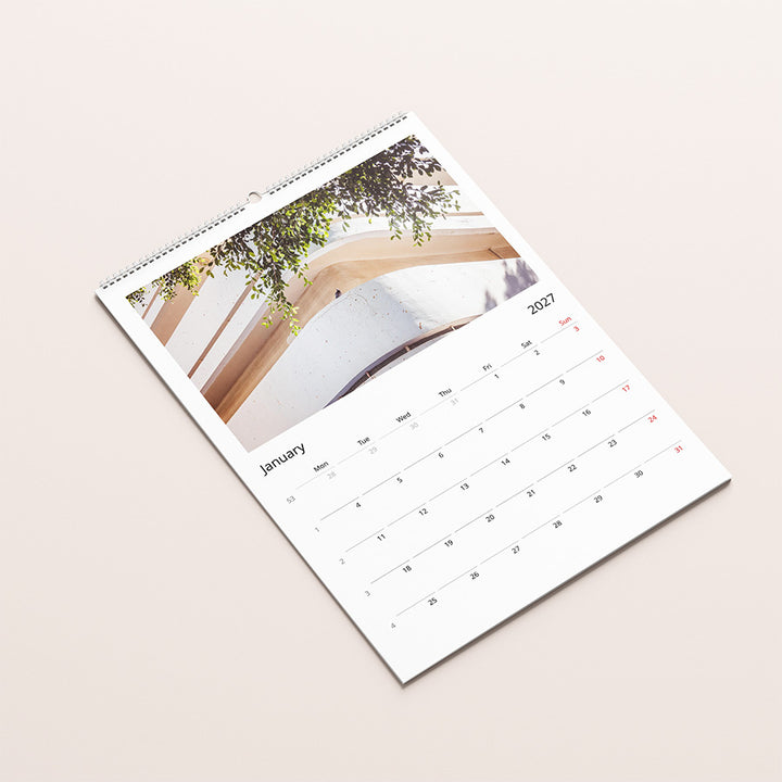 Bauhaus in Tel Aviv, Bauhaus wall calendar 2027, fine art calendar 2027, modern architecture, White City Tel Aviv, fine art photography calendar.
