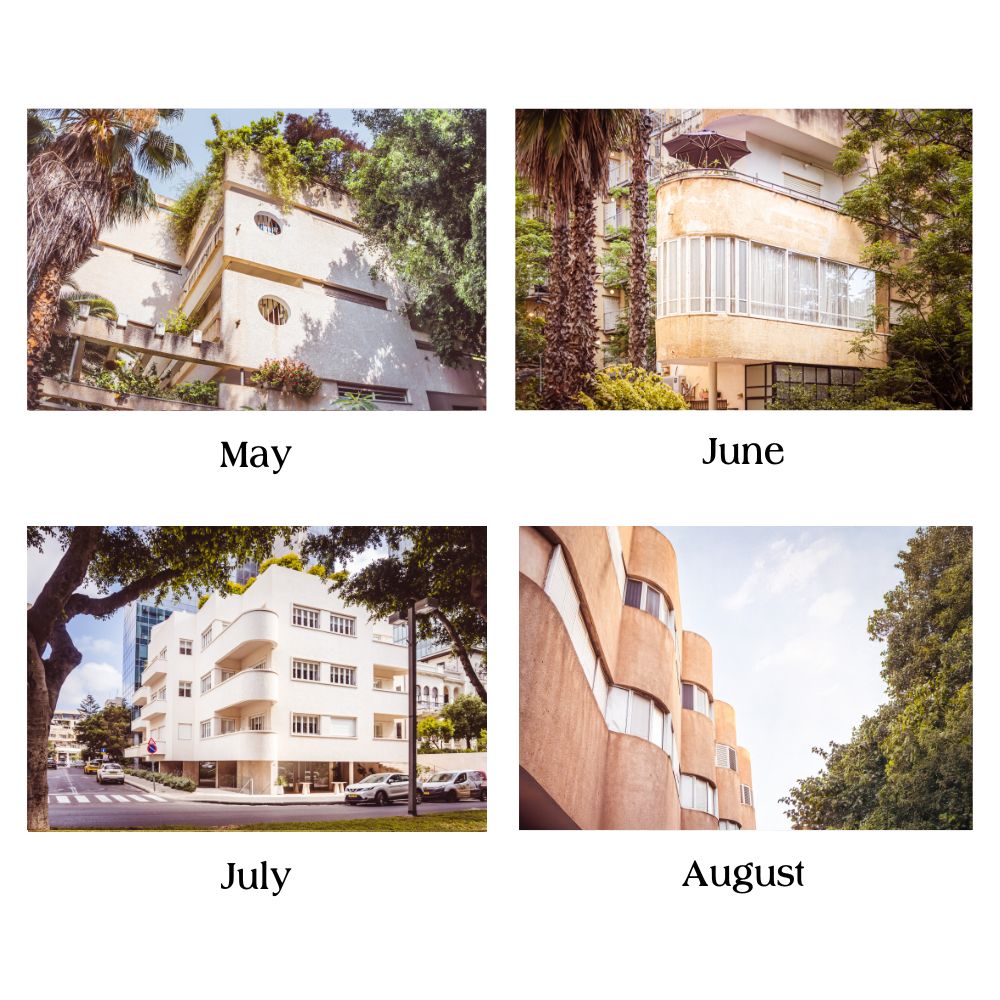 Bauhaus in Tel Aviv, Bauhaus wall calendar 2027, fine art calendar 2027, modern architecture, White City Tel Aviv, fine art photography calendar.