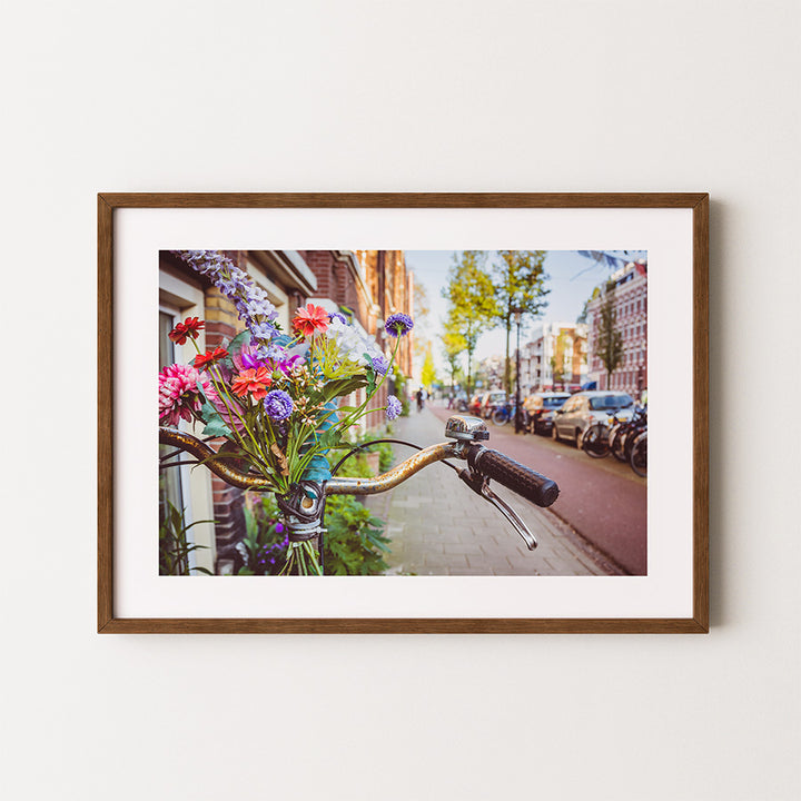 Amsterdam wall art, Amsterdam poster, Amsterdam print, bicycle wall art, flower photography print, canal art print, Netherlands wall decor, Amsterdam fine art, cityscape wall art, urban photography print, Dutch architecture photo, floral travel poster