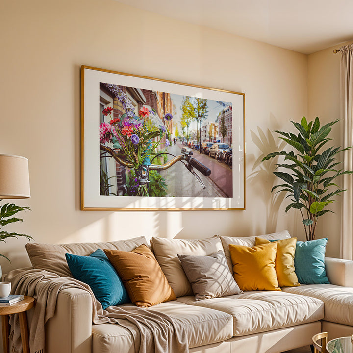 Amsterdam wall art, Amsterdam poster, Amsterdam print, bicycle wall art, flower photography print, canal art print, Netherlands wall decor, Amsterdam fine art, cityscape wall art, urban photography print, Dutch architecture photo, floral travel poster