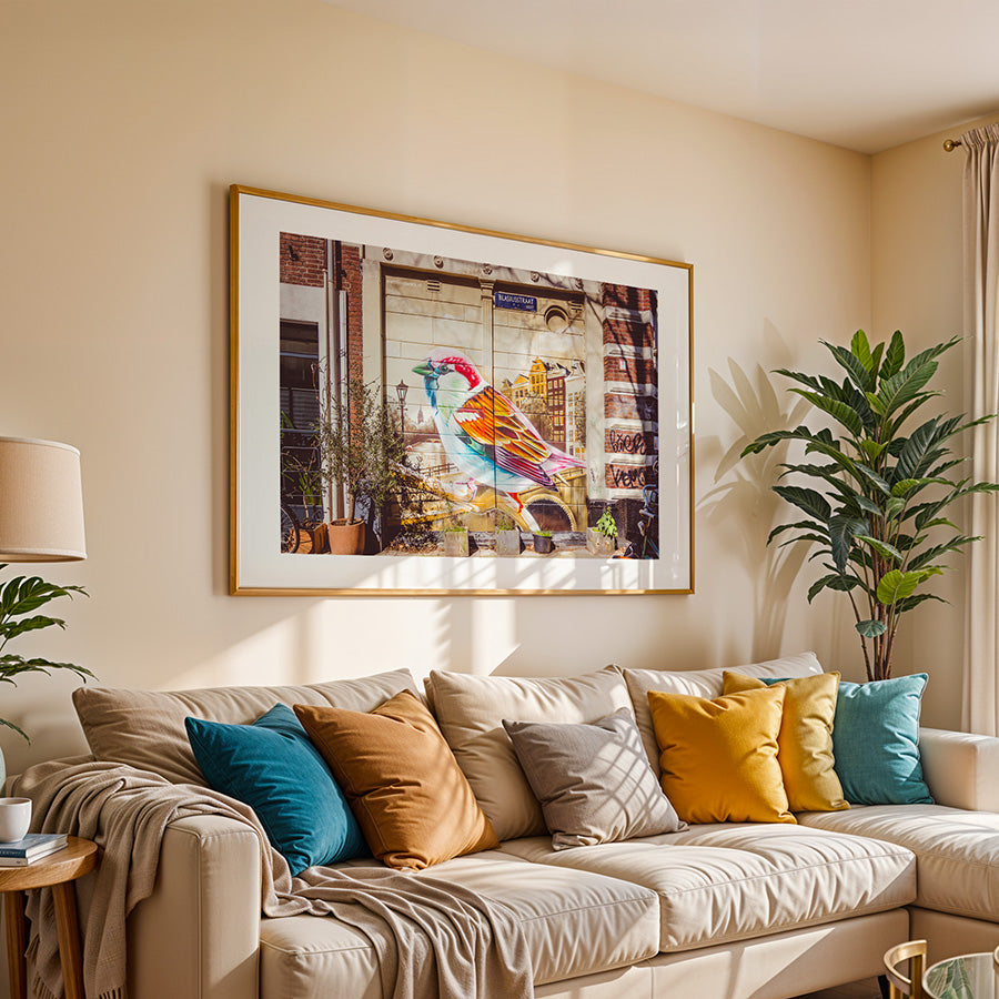 Amsterdam wall art, graffiti street art poster, Amsterdam print, bird street art print, urban photography art, Amsterdam graffiti poster, urban wall art