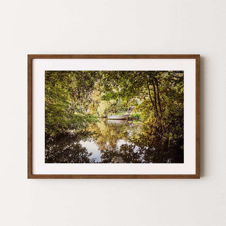 Amsterdam wall art, Amsterdam poster, Amsterdam print, boat wall art, Nieuwe Diep print, canal photography, fine art photography, urban nature wall art, calm wall decor, minimalist cityscape, Dutch landscape print, sustainable wall art, Hahnemühle print