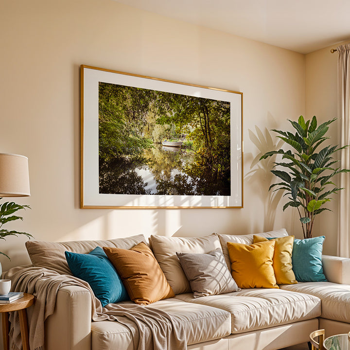 Amsterdam wall art, Amsterdam poster, Amsterdam print, boat wall art, Nieuwe Diep print, canal photography, fine art photography, urban nature wall art, calm wall decor, minimalist cityscape, Dutch landscape print, sustainable wall art, Hahnemühle print