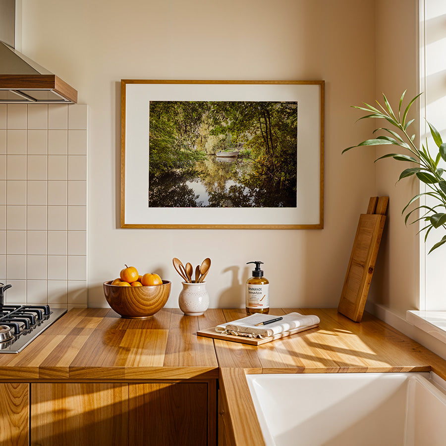 Amsterdam wall art, Amsterdam poster, Amsterdam print, boat wall art, Nieuwe Diep print, canal photography, fine art photography, urban nature wall art, calm wall decor, minimalist cityscape, Dutch landscape print, sustainable wall art, Hahnemühle print