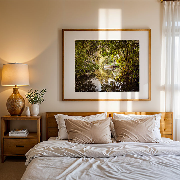 Amsterdam wall art, Amsterdam poster, Amsterdam print, boat wall art, Nieuwe Diep print, canal photography, fine art photography, urban nature wall art, calm wall decor, minimalist cityscape, Dutch landscape print, sustainable wall art, Hahnemühle print