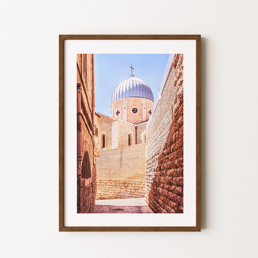Jerusalem wall art, Christian wall decor, sacred Christian art, Church of Our Lady of Sorrows print, Holy Land photography, Israel wall art, religious photo print, spiritual home decor, faith-based artwork, Christian gift idea, pilgrimage photography, Christian fine art, sacred architecture print, Holy Land decor, Catholic art print