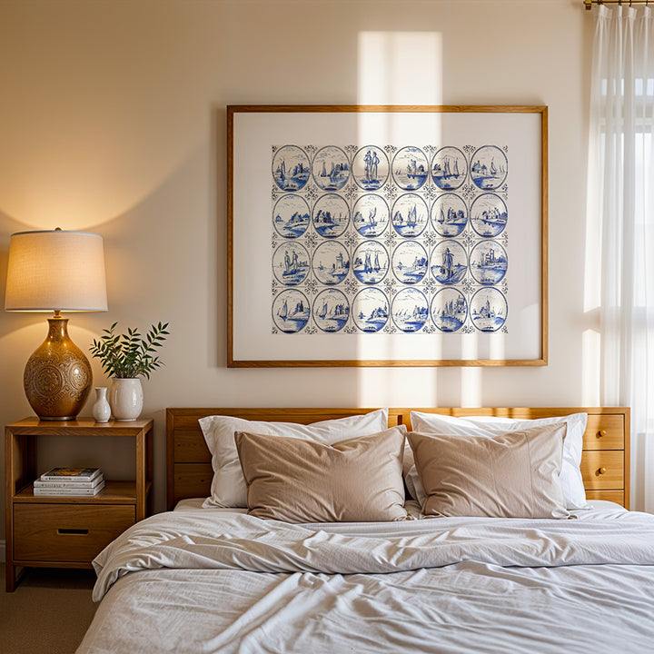 Delft Blue wall art, Delft Blue fine art print, Dutch ceramics art, blue and white decor, Netherlands photography, Delft cityscape print, handcrafted photo print, museum-quality wall art, sustainable art print, architectural photography