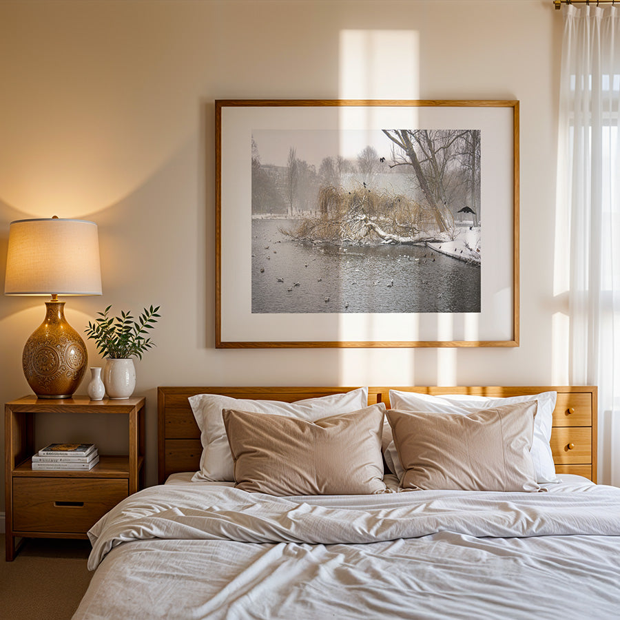 Amsterdam wall art, Oosterpark print, winter photography, fine art print, Amsterdam poster, minimalist wall art, Dutch landscape, park wall decor, serene nature photo, Netherlands travel art