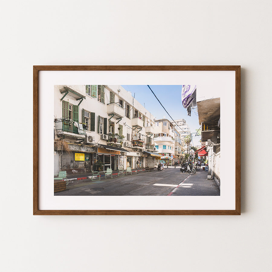 Tel Aviv wall art, Florentine Tel Aviv print, urban street photography, travel photography poster, Israeli cityscape art, fine art photography print, museum-quality wall art, sustainable art print