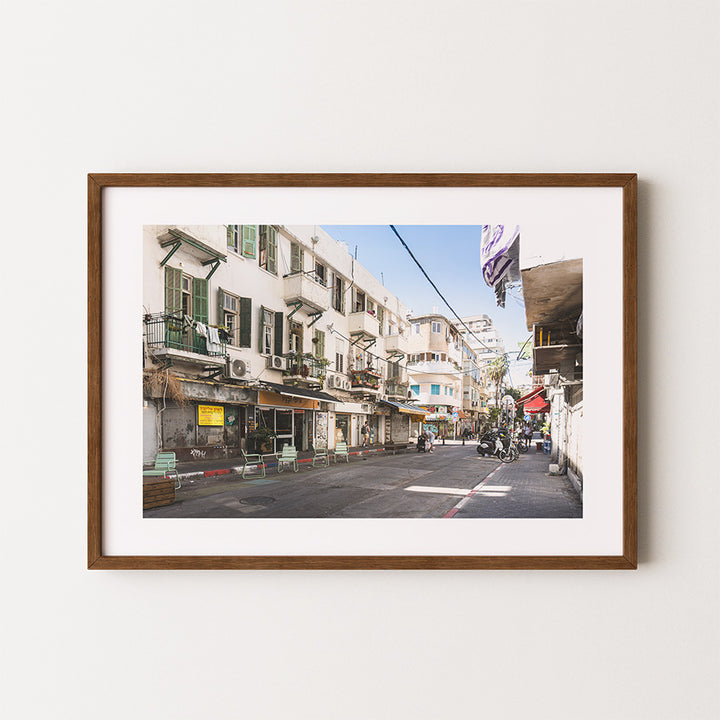 Tel Aviv wall art, Florentine Tel Aviv print, urban street photography, travel photography poster, Israeli cityscape art, fine art photography print, museum-quality wall art, sustainable art print