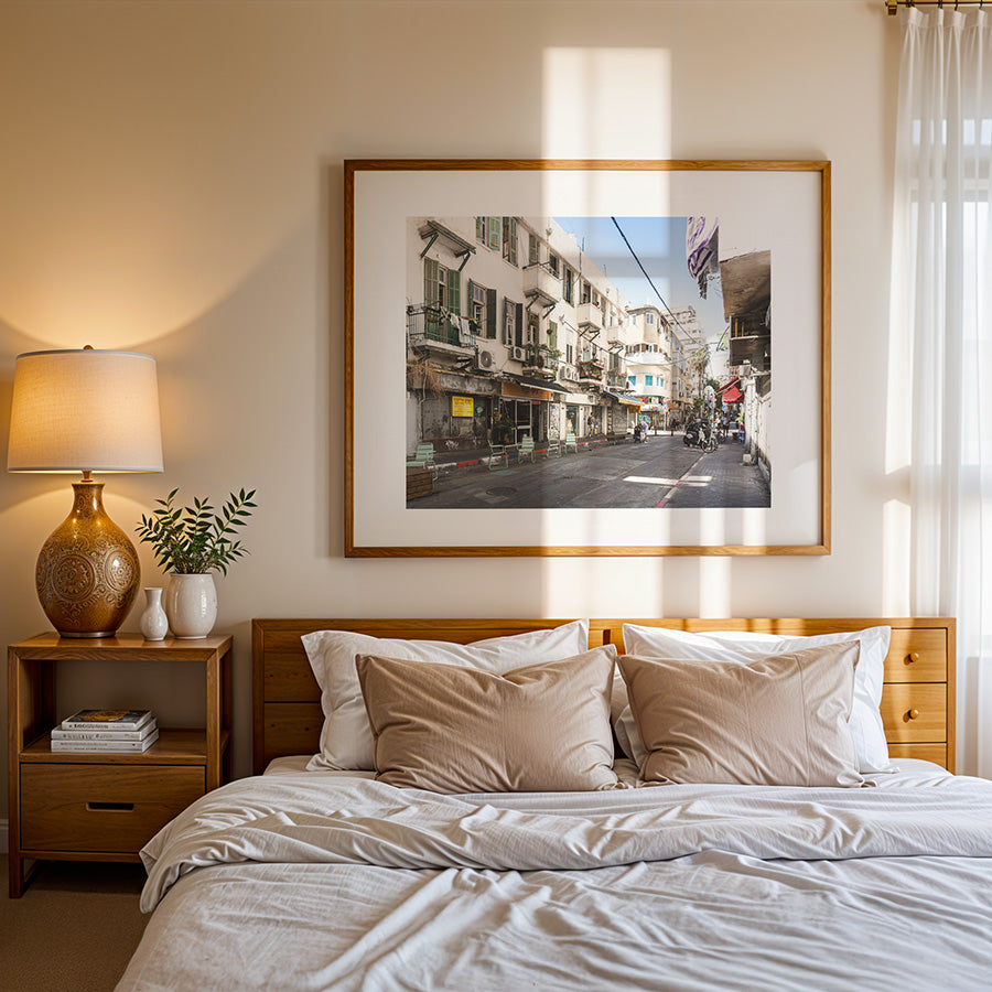 Tel Aviv wall art, Florentine Tel Aviv print, urban street photography, travel photography poster, Israeli cityscape art, fine art photography print, museum-quality wall art, sustainable art print