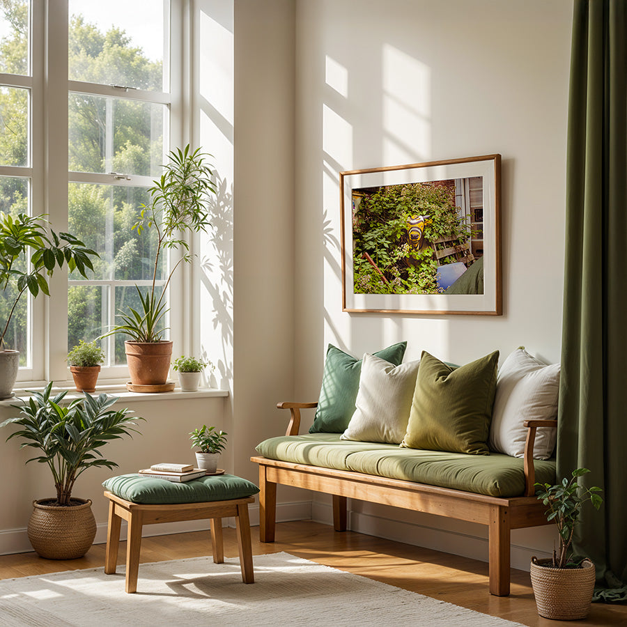 Amsterdam wall art, golden cow print, NDSM art, Amsterdam poster, fine art photography, modern wall decor, urban nature photo, sustainable art print, industrial Amsterdam wall art, storytelling wall art