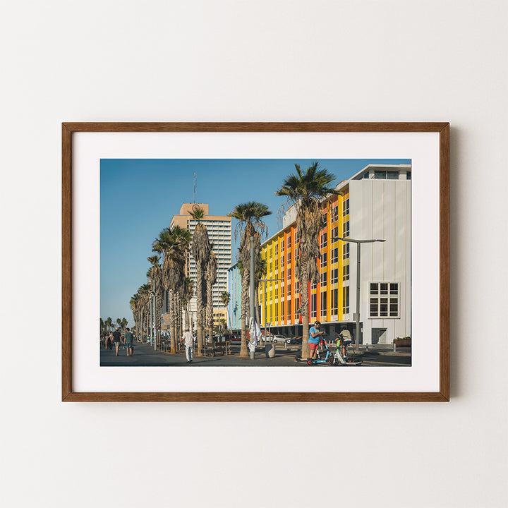 Gordon Beach in Tel Aviv, Tel Aviv wall art, Tel Aviv fine art photography prints, Tel Aviv poster, Gordon Beach print, Dan Tel Aviv hotel promenade, Mediterranean coastal art, Israel travel wall art, Tel Aviv photography, Israeli cityscape print, beach promenade art, modern wall decor