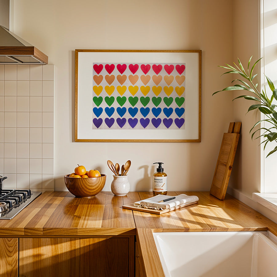 Tel Aviv wall art, LGBTQ hearts street art, Tel Aviv poster, fine art print Tel Aviv, street art photography, rainbow hearts print, LGBTQ art print, sustainable art print, museum-grade wall art, exclusive cityscape print