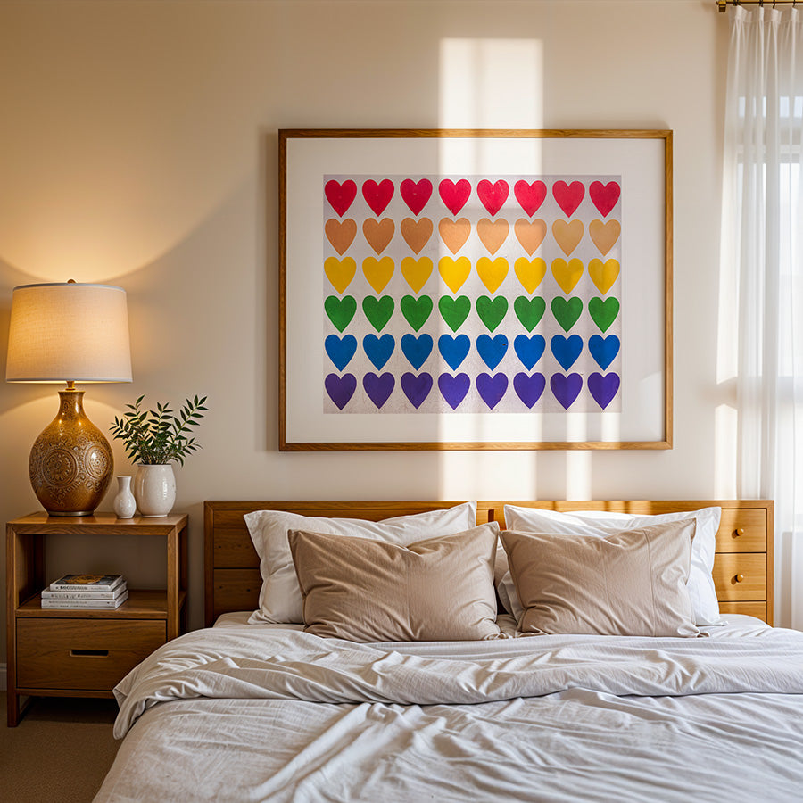 Tel Aviv wall art, LGBTQ hearts street art, Tel Aviv poster, fine art print Tel Aviv, street art photography, rainbow hearts print, LGBTQ art print, sustainable art print, museum-grade wall art, exclusive cityscape print