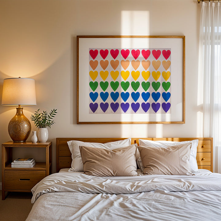 Tel Aviv wall art, LGBTQ hearts street art, Tel Aviv poster, fine art print Tel Aviv, street art photography, rainbow hearts print, LGBTQ art print, sustainable art print, museum-grade wall art, exclusive cityscape print