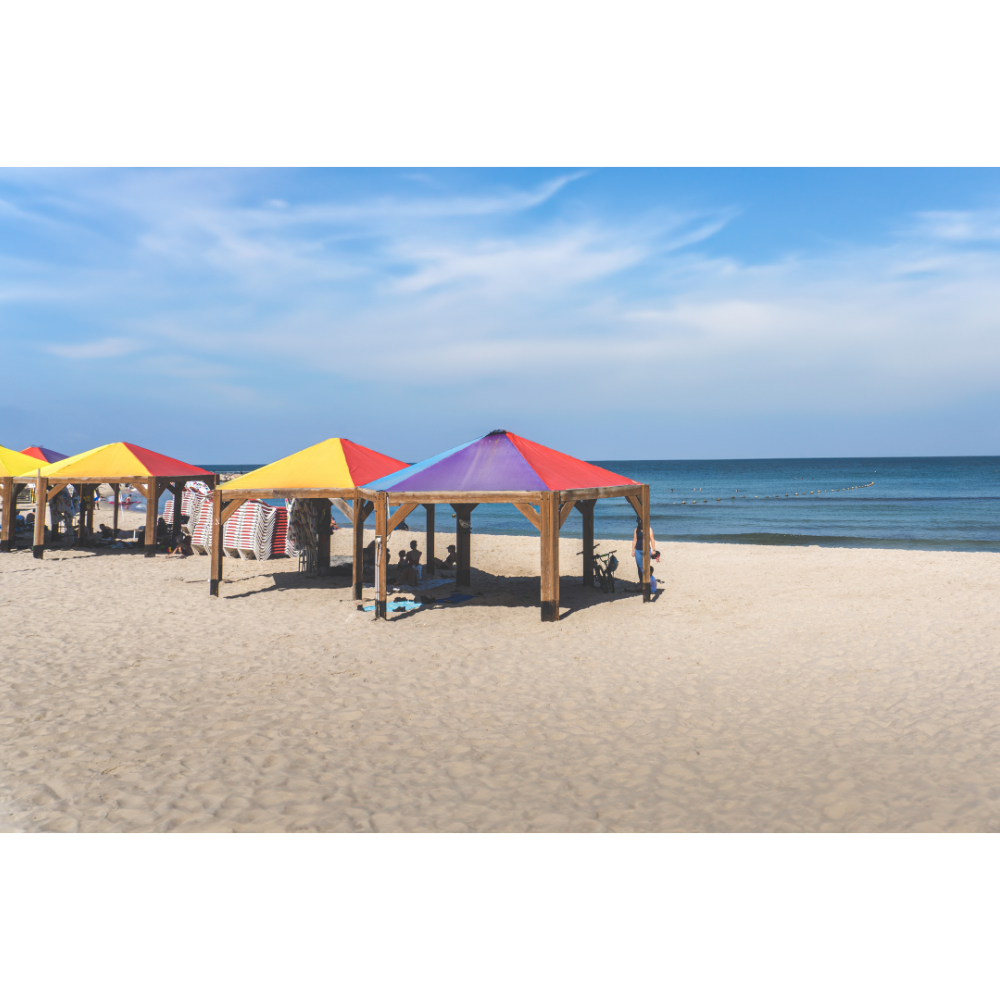 Hilton Beach wall art, Tel Aviv wall art, LGBTQ pride poster, Tel Aviv coastal photography, fine art print, LGBTQ wall decor, Tel Aviv beach print, Pride art print, museum quality photography print, sustainable art print, Tel Aviv poster, LGBTQ+ art, coastal wall art, rainbow pride art, fine art photography print