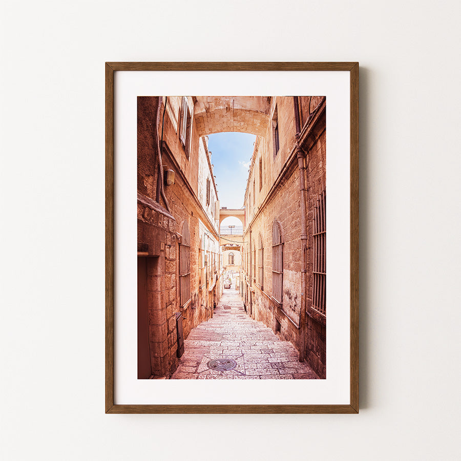 Jerusalem wall art, Old City poster, Israel fine art print, historic alleyway photography, Jerusalem photography print, Middle East architecture print, travel wall decor, timeless art print, Jerusalem photo poster, fine art photography, Israel travel memory