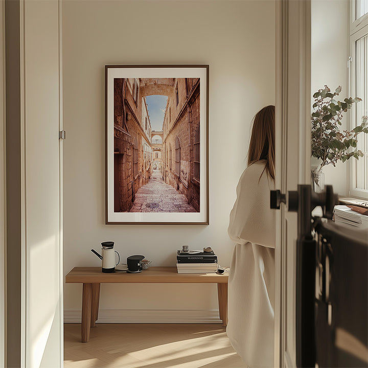 Jerusalem wall art, Old City poster, Israel fine art print, historic alleyway photography, Jerusalem photography print, Middle East architecture print, travel wall decor, timeless art print, Jerusalem photo poster, fine art photography, Israel travel memory